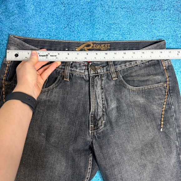Vintage Y2K Request Jeans Men’s 32x34 Straight Leg Dark Wash Denim Stitched 2000 - Picture 3 of 16